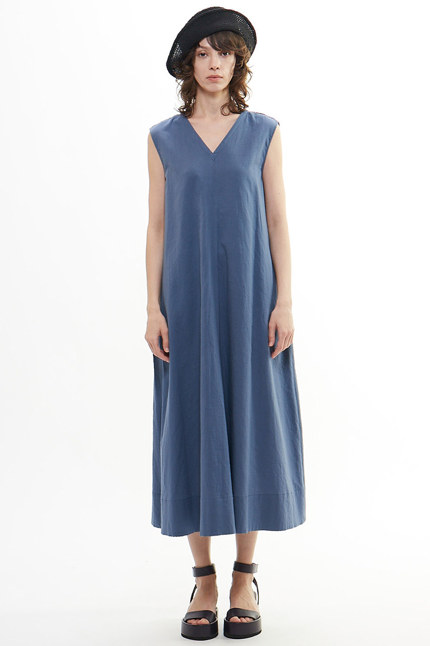 PLAIN PEOPLE ダブルガーゼVネックノースリーブワンピース (ブルーグレー, 3) プレインピープル ELLE SHOP PLAIN PEOPLE ダブルガーゼVネックノースリーブワンピース (ブルーグレー, 3) プレインピープル ELLE SHOP