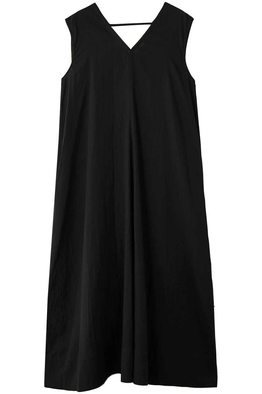 PLAIN PEOPLE ダブルガーゼVネックノースリーブワンピース (ブラック, 3) プレインピープル ELLE SHOP