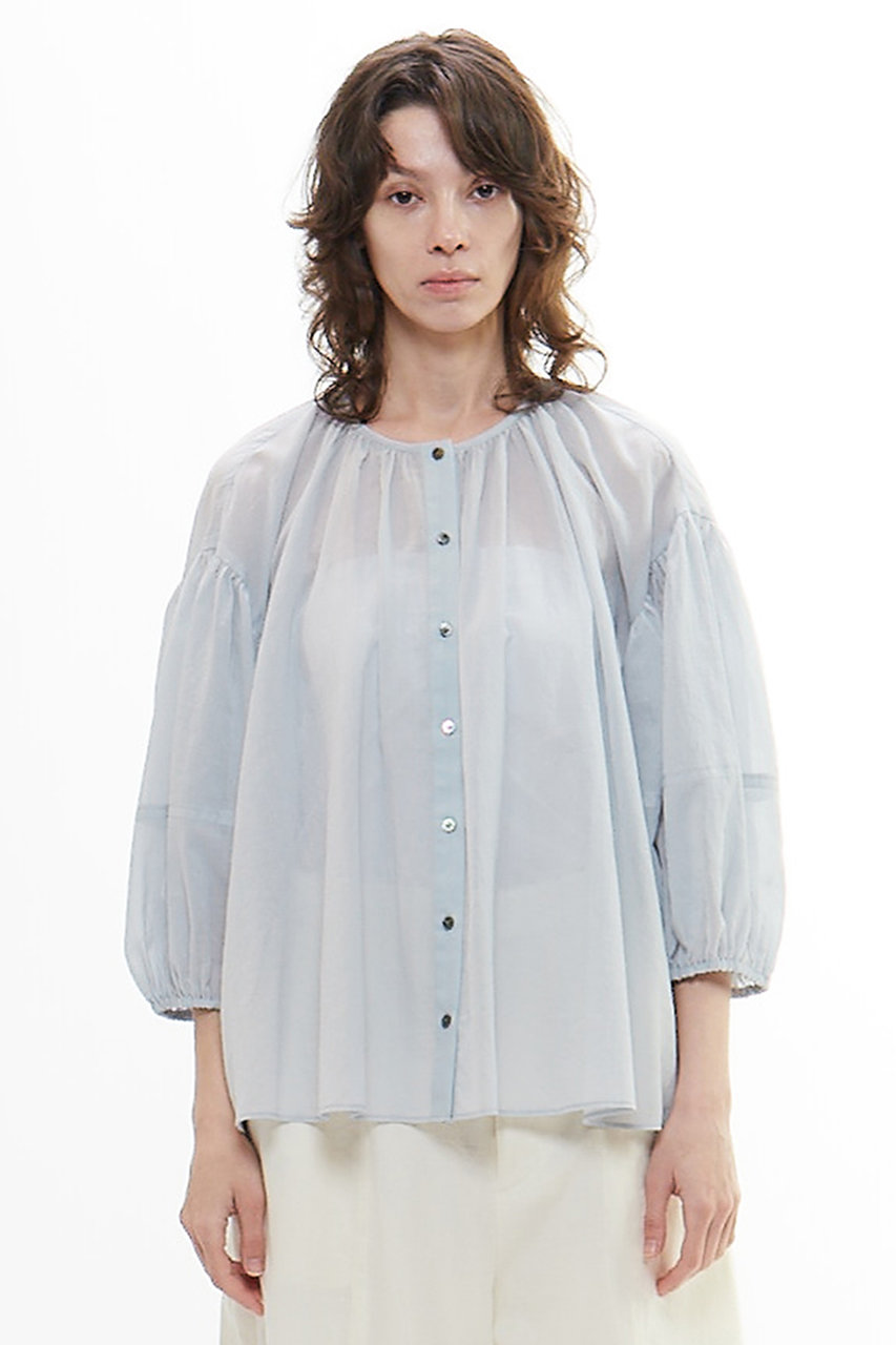 PLAIN PEOPLE ボイルギャザーブラウス (アイスグレー, F) プレインピープル ELLE SHOP PLAIN PEOPLE ボイルギャザーブラウス (アイスグレー, F) プレインピープル ELLE SHOP