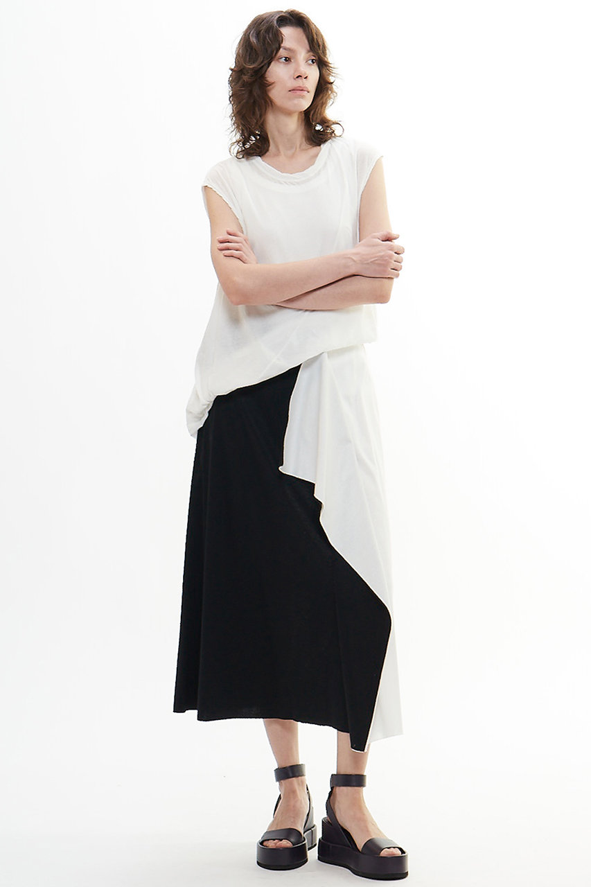 PLAIN PEOPLE 60スムースバイカラースカート (ブラック×ホワイト, 3) プレインピープル ELLE SHOP PLAIN PEOPLE 60スムースバイカラースカート (ブラック×ホワイト, 3) プレインピープル ELLE SHOP