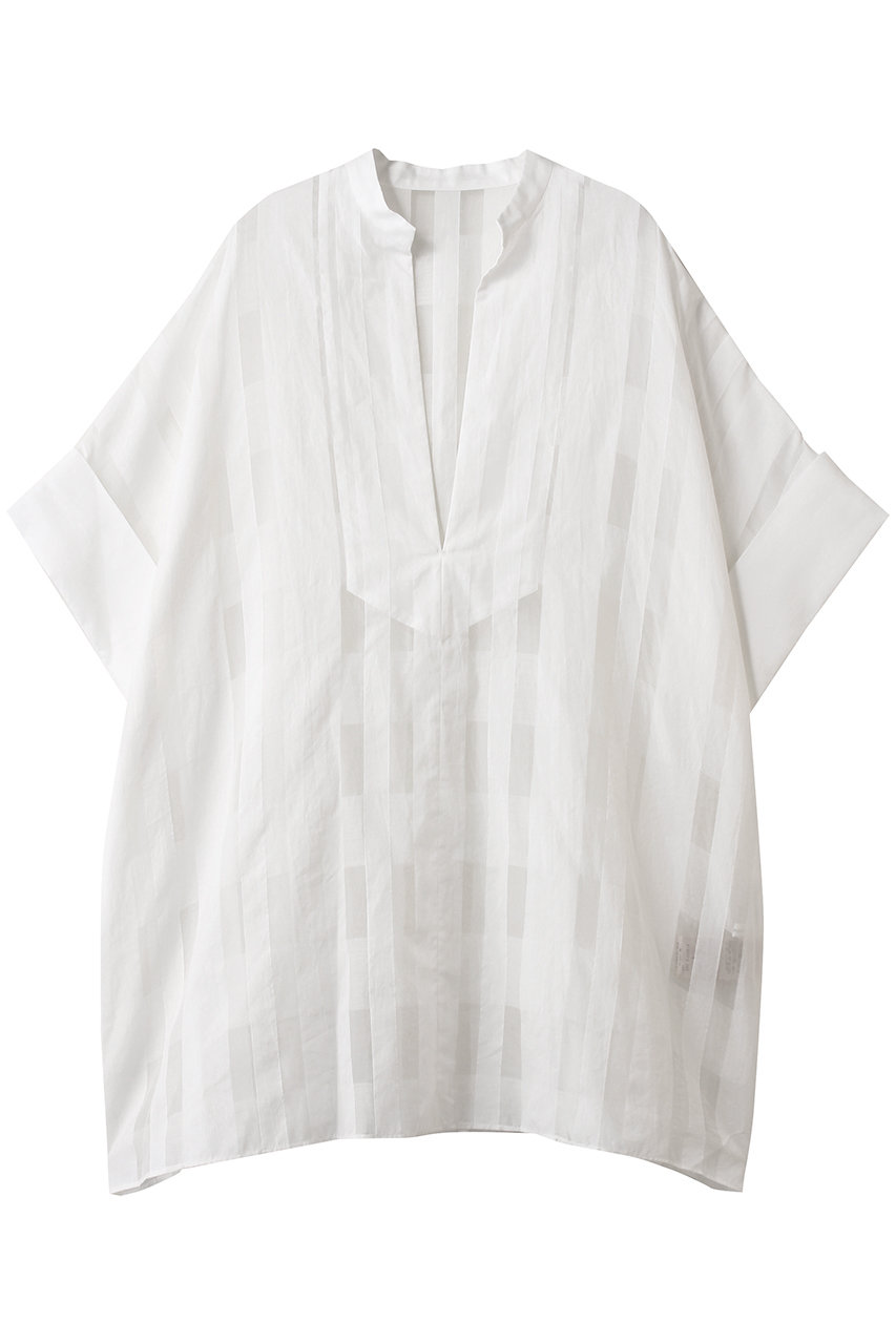 PLAIN PEOPLE コードチェックワッシャーチュニック (ホワイト, F) プレインピープル ELLE SHOP