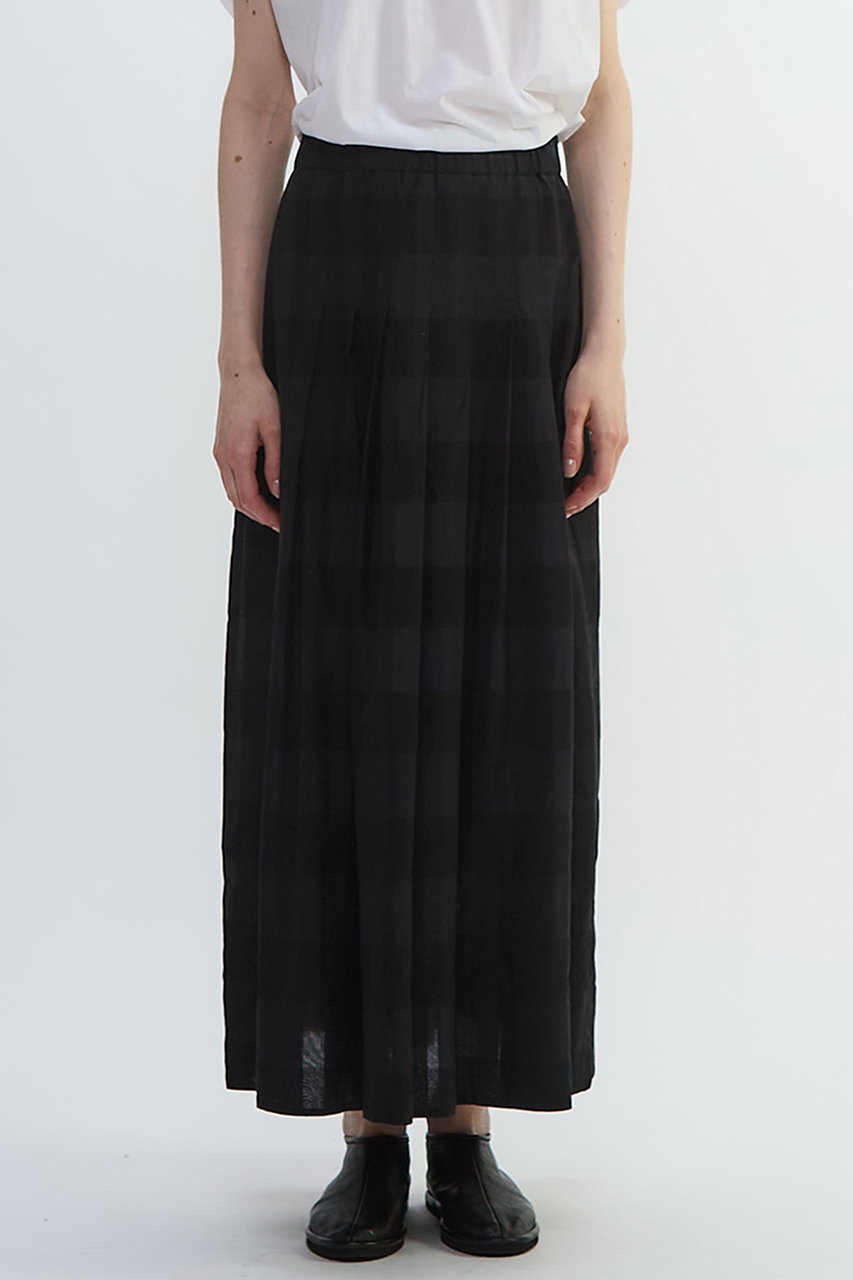 PLAIN PEOPLE コードチェックワッシャーセミフレアスカート (ブラック, 3(M)) プレインピープル ELLE SHOP PLAIN PEOPLE コードチェックワッシャーセミフレアスカート (ブラック, 3(M)) プレインピープル ELLE SHOP