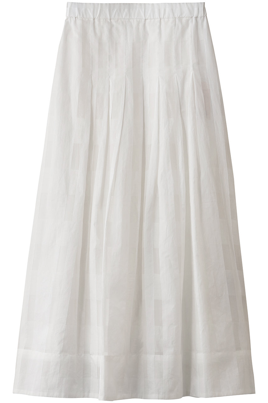 プレインピープル/PLAIN PEOPLEのコードチェックワッシャーセミフレアスカート(ホワイト/A1553FS 203)