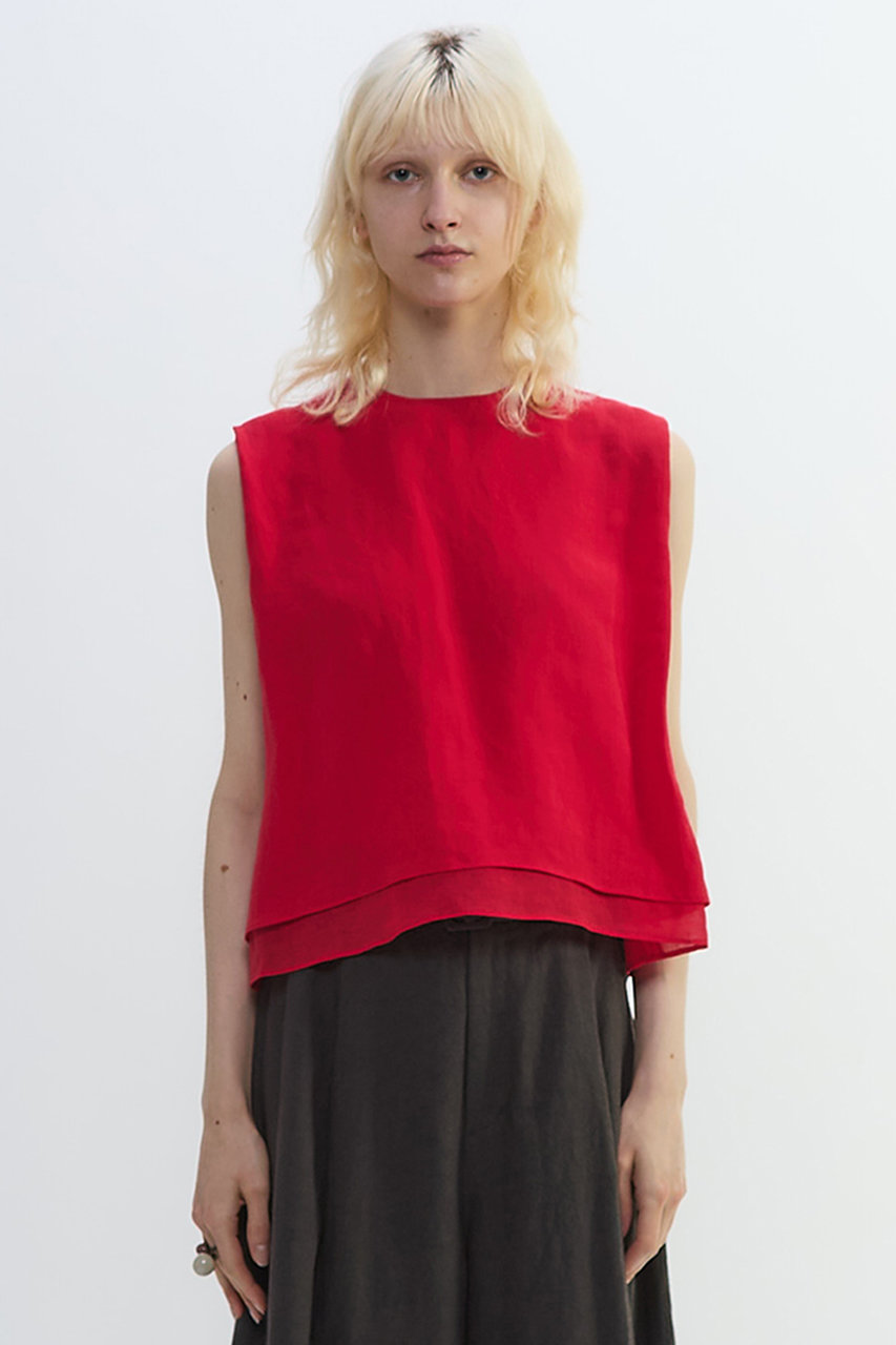 PLAIN PEOPLE ナチュラルリネンガーゼノースリーブブラウス (レッド, F) プレインピープル ELLE SHOP PLAIN PEOPLE ナチュラルリネンガーゼノースリーブブラウス (レッド, F) プレインピープル ELLE SHOP
