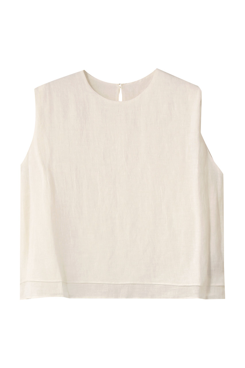 PLAIN PEOPLE ナチュラルリネンガーゼノースリーブブラウス (オフホワイト, F) プレインピープル ELLE SHOP PLAIN PEOPLE ナチュラルリネンガーゼノースリーブブラウス (オフホワイト, F) プレインピープル ELLE SHOP