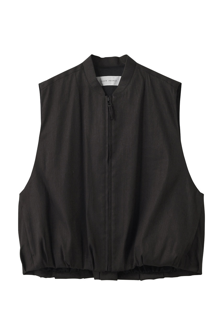 リネンレーヨンストレッチブルゾンジレ