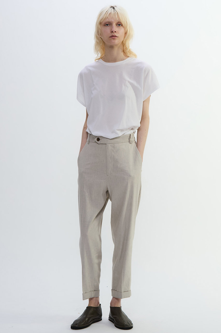 リネンレーヨンストレッチテーパードパンツ