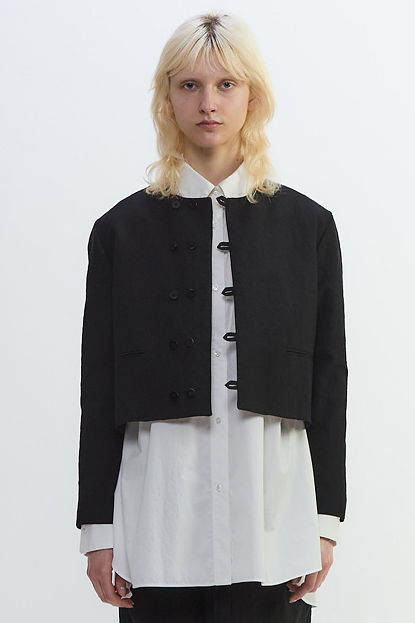 PLAIN PEOPLE リネンウールタンブラーワッシャーショートジャケット (ブラック, 4) プレインピープル ELLE SHOP PLAIN PEOPLE リネンウールタンブラーワッシャーショートジャケット (ブラック, 4) プレインピープル ELLE SHOP