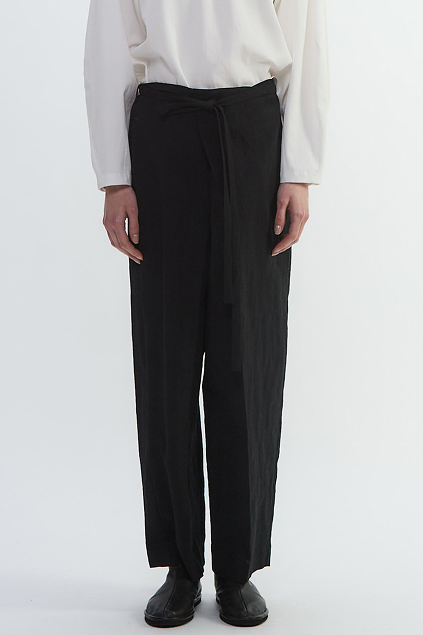 PLAIN PEOPLE リネンウールタンブラーワッシャーテーパード巻パンツ (ブラック, 3) プレインピープル ELLE SHOP PLAIN PEOPLE リネンウールタンブラーワッシャーテーパード巻パンツ (ブラック, 3) プレインピープル ELLE SHOP