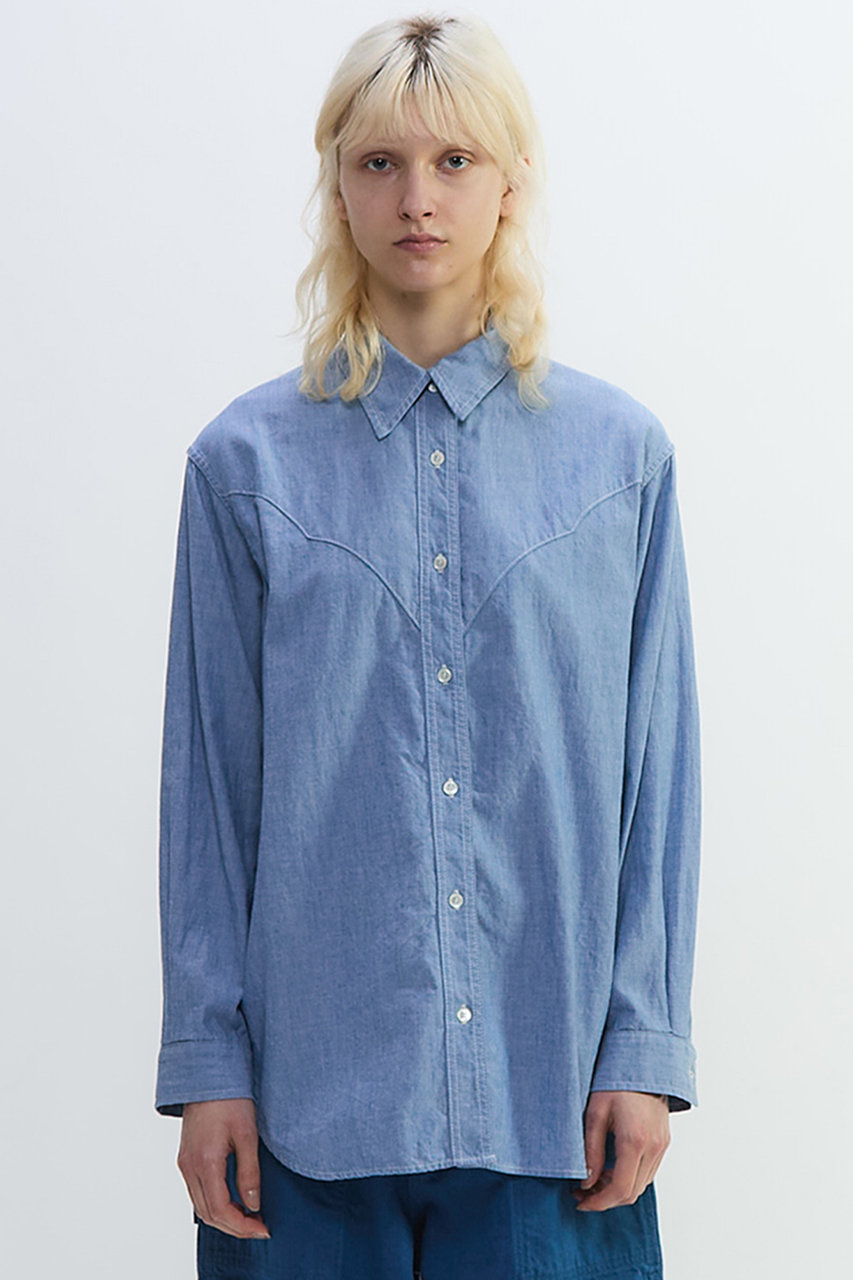 プレインピープル/PLAIN PEOPLEのダンガリーウエスタンシャツ(ライトブルー/A1553FB 304)