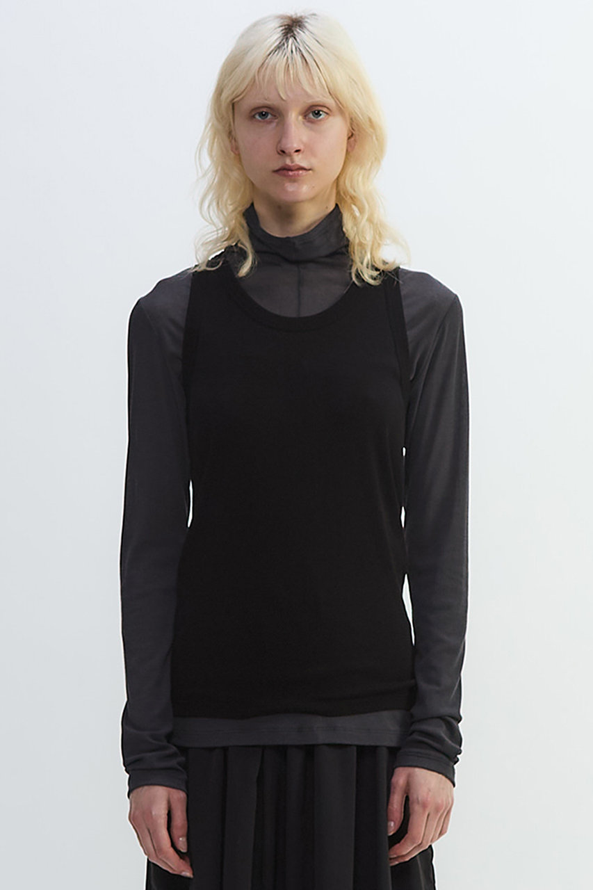 PLAIN PEOPLE シア―ハイツイストフライスタンクトップレイヤードTシャツ (グレー×ブラック, F) プレインピープル ELLE SHOP PLAIN PEOPLE シア―ハイツイストフライスタンクトップレイヤードTシャツ (グレー×ブラック, F) プレインピープル ELLE SHOP