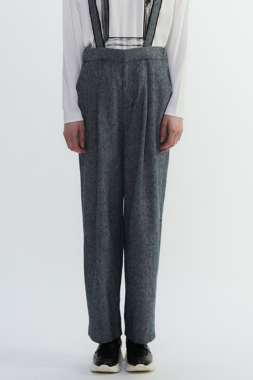 プレインピープル/PLAIN PEOPLEのヘビーコットンリネンサスペンダーパンツ(ネイビー/A1553FP 355)