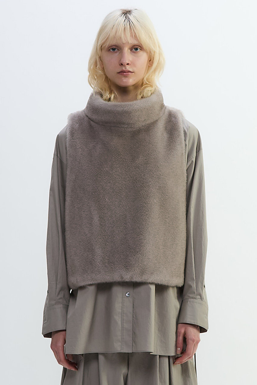 プレインピープル/PLAIN PEOPLEのフェイクファーオフタートルベスト(グレー/A1553FJ 346)