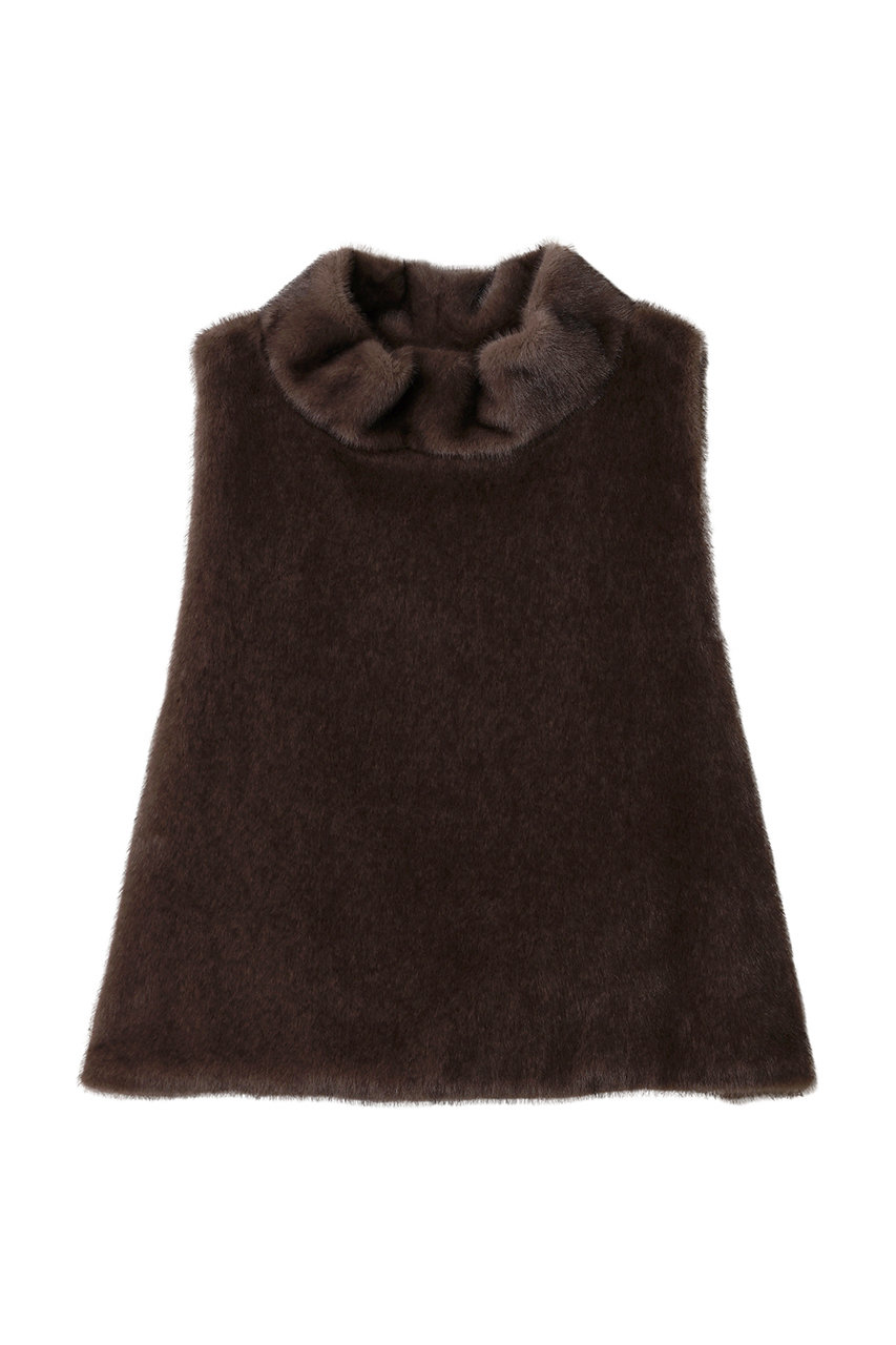 プレインピープル/PLAIN PEOPLEのフェイクファーオフタートルベスト(ブラウン/A1553FJ 346)