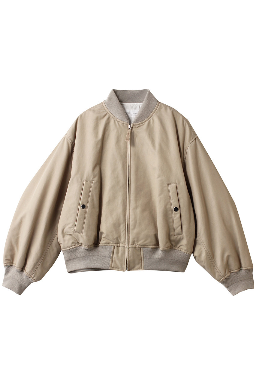 PLAIN PEOPLE リサイクルナイロンMA-1ブルゾン (ベージュ, 3(M)) プレインピープル ELLE SHOP