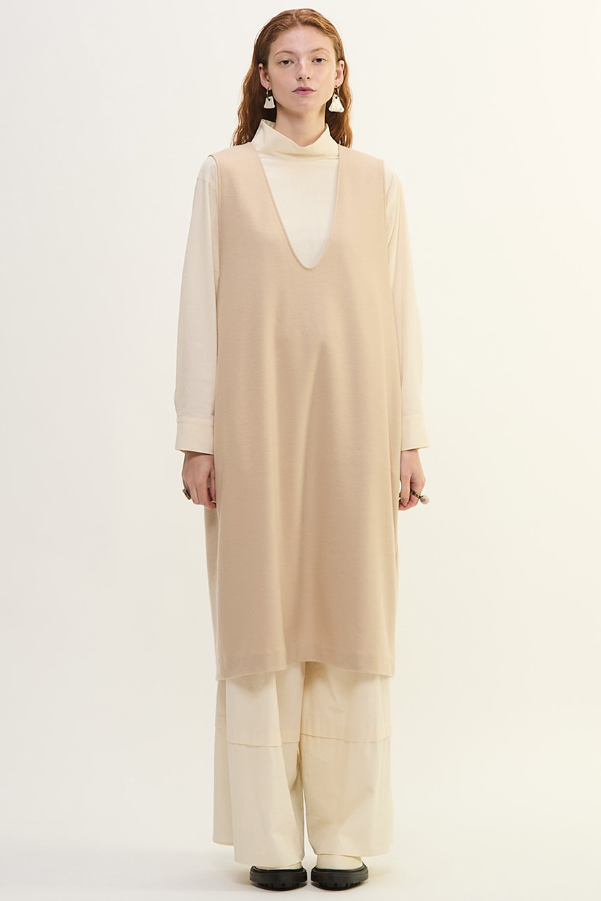 PLAIN PEOPLE ダンボールジャージ/ミルドジャージUネックジャンパースカート (ベージュ, F) プレインピープル ELLE SHOP PLAIN PEOPLE ダンボールジャージ/ミルドジャージUネックジャンパースカート (ベージュ, F) プレインピープル ELLE SHOP