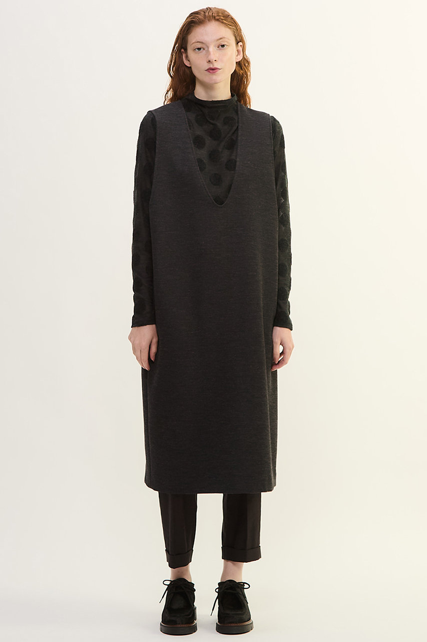 PLAIN PEOPLE ダンボールジャージ/ミルドジャージUネックジャンパースカート (チャコールグレー, F) プレインピープル ELLE SHOP PLAIN PEOPLE ダンボールジャージ/ミルドジャージUネックジャンパースカート (チャコールグレー, F) プレインピープル ELLE SHOP