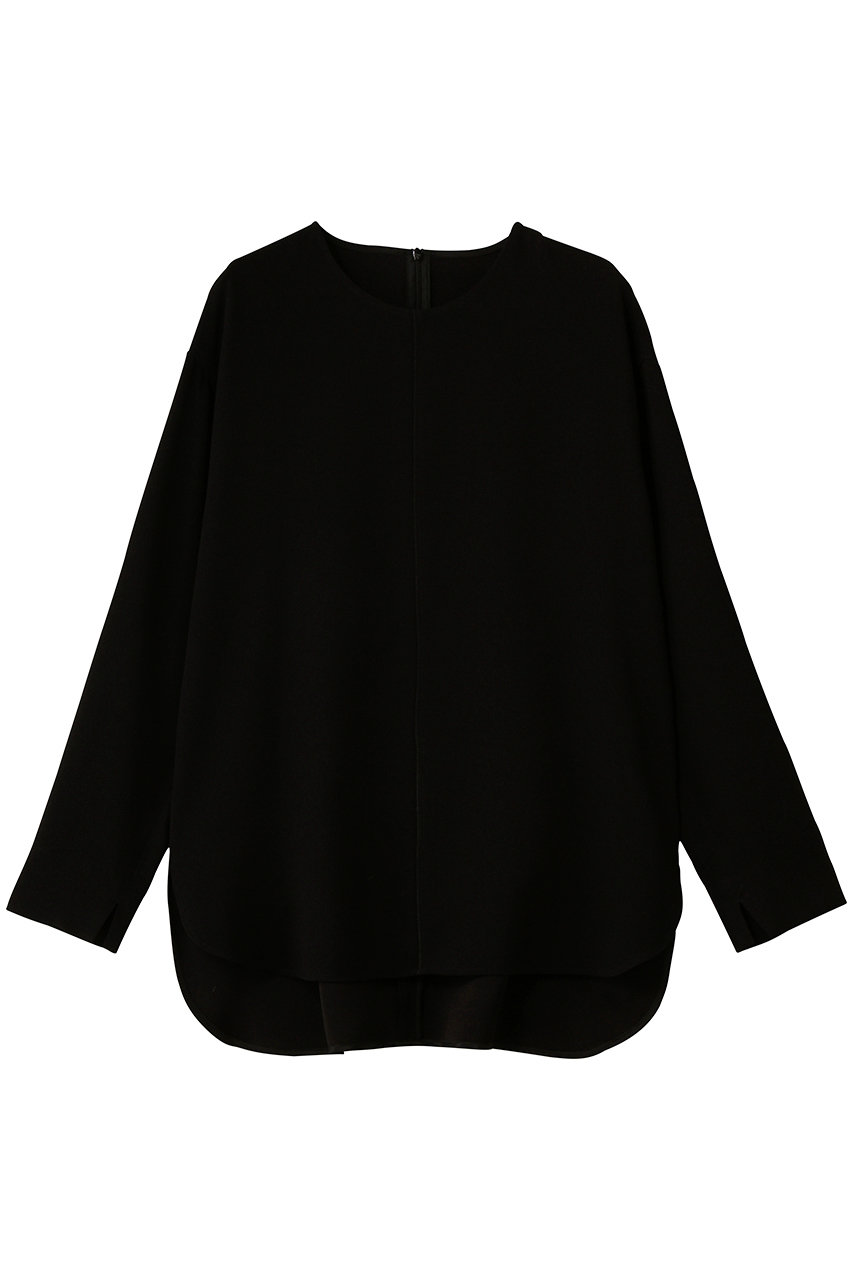 プレインピープル/PLAIN PEOPLEのバックサテンジョーゼットノーカラーブラウス(ブラック/A1561FB 003)