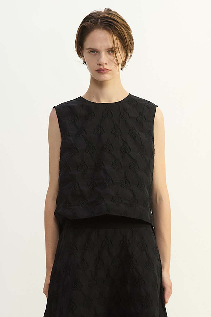 プレインピープル/PLAIN PEOPLEのオーナメントJQノースリーブブラウス(ブラック/A1561FB 050)