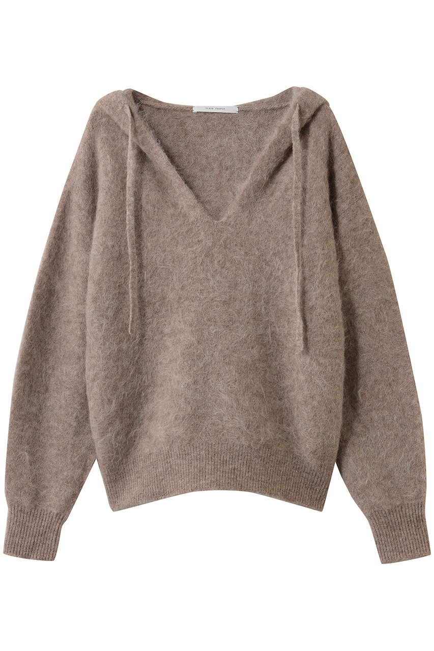 PLAIN PEOPLE アルパカナイロンニットフーディー (ベージュ, F) プレインピープル ELLE SHOP