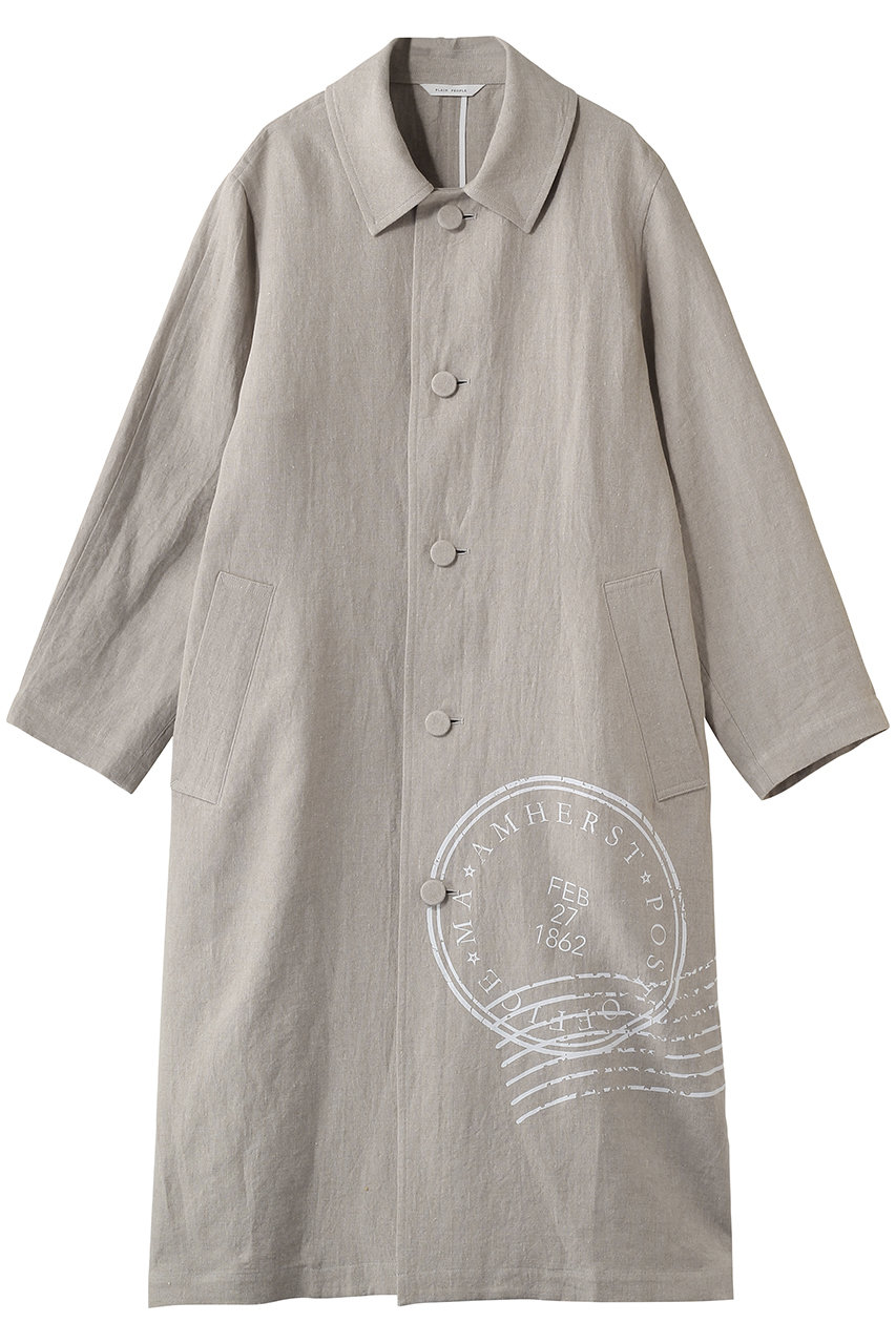 プレインピープル/PLAIN PEOPLEのビッグロゴリネンコート(ベージュ/A1561FC 201)