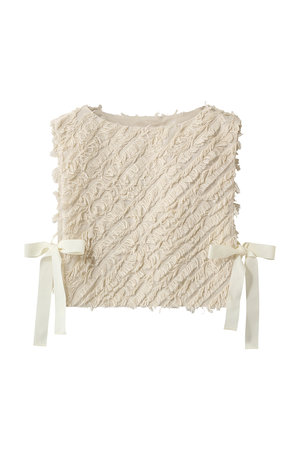 プレインピープル/PLAIN PEOPLEのフリンジリボンベスト(110800/110806)