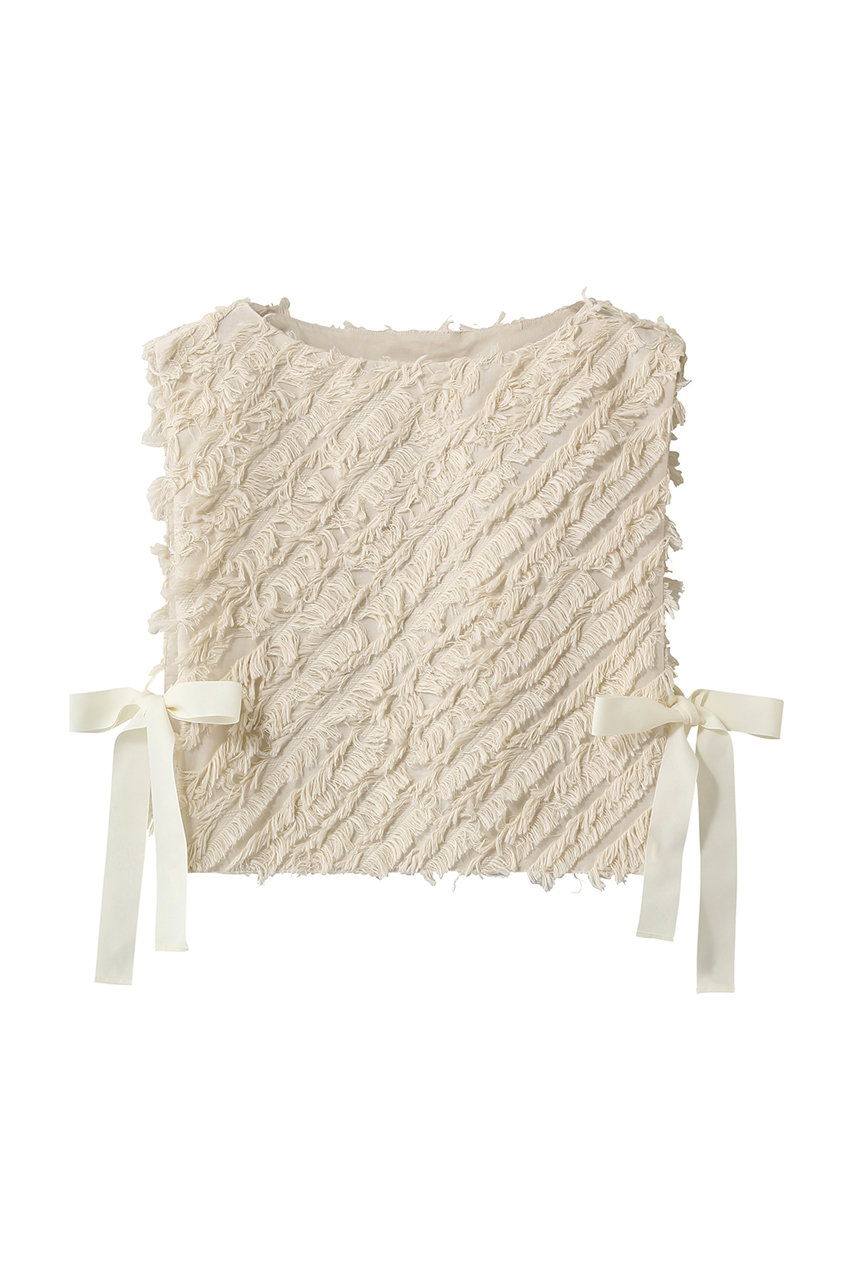 プレインピープル/PLAIN PEOPLEのフリンジリボンベスト(アイボリー/A1561FJ 008)