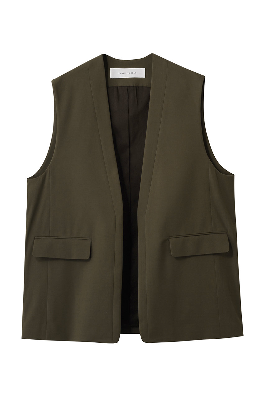 プレインピープル/PLAIN PEOPLEのノーカラージレ(カーキグレー/A1561FJ 245)