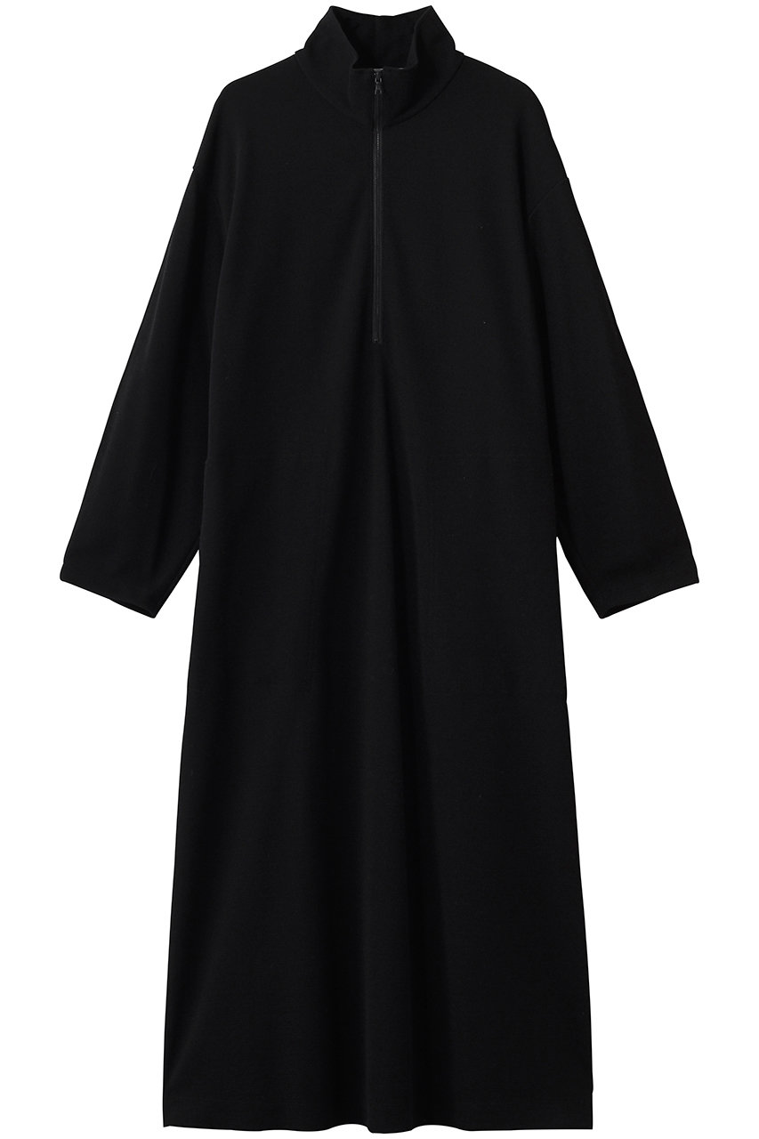 プレインピープル/PLAIN PEOPLEのハーフジップビッグワンピース(ブラック/A1561UA 107)