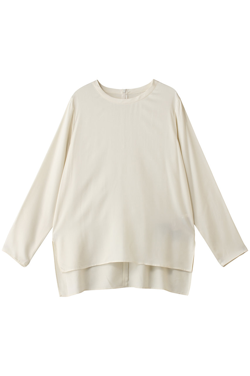 プレインピープル/PLAIN PEOPLEのキュプラサテンクルーネックブラウス(オフホワイト/A1561FB 306)