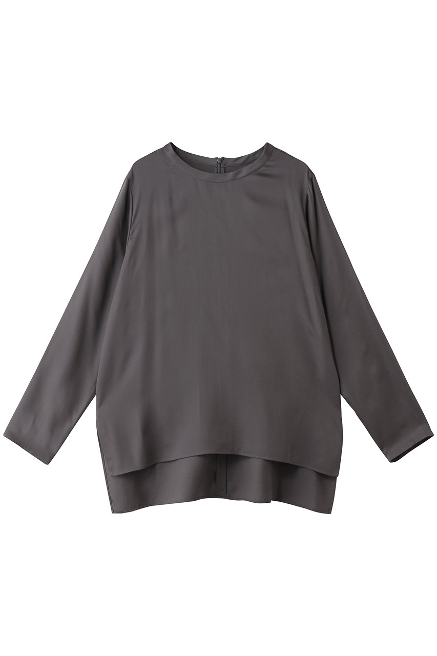 プレインピープル/PLAIN PEOPLEのキュプラサテンクルーネックブラウス(グレー/A1561FB 306)
