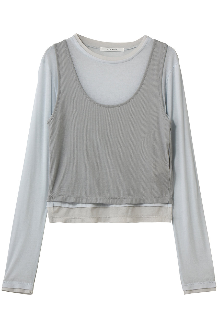 プレインピープル/PLAIN PEOPLEのシアーハイツイストフライスレイヤードトップス(サックス/A1561UTS302)