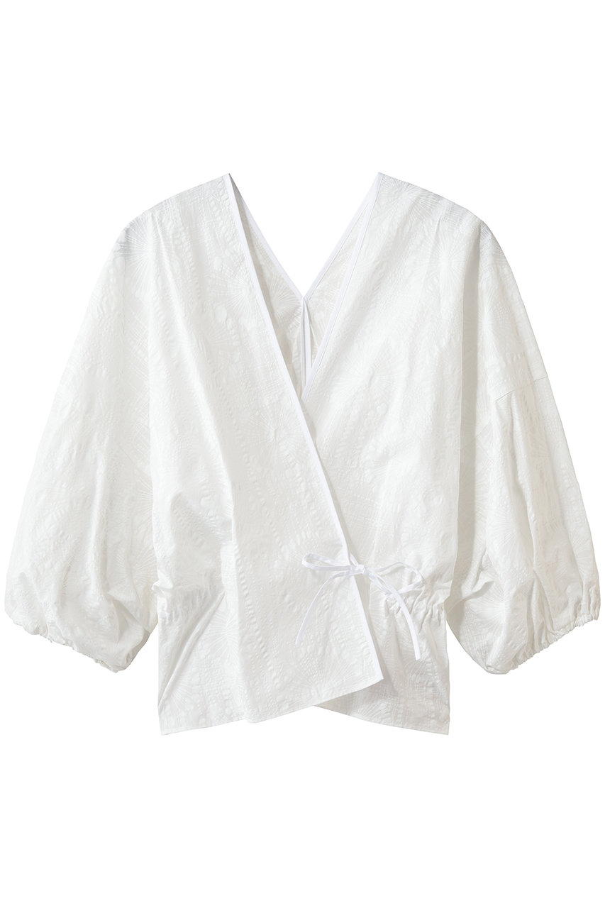 プレインピープル/PLAIN PEOPLEの塩縮プリントカシュクールブラウス(ホワイト/A1561FB 604)