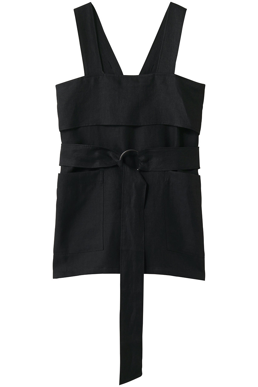 プレインピープル/PLAIN PEOPLEの高密度ツイルジャパンリネンエプロンプルオーバー(ブラック/A1561FB 614)