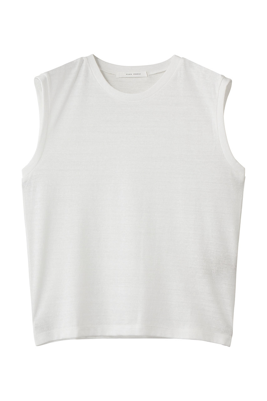 プレインピープル/PLAIN PEOPLEのムラ糸アーサー天竺/SUVIN ノースリーブ(ホワイト/A1561UTS445)