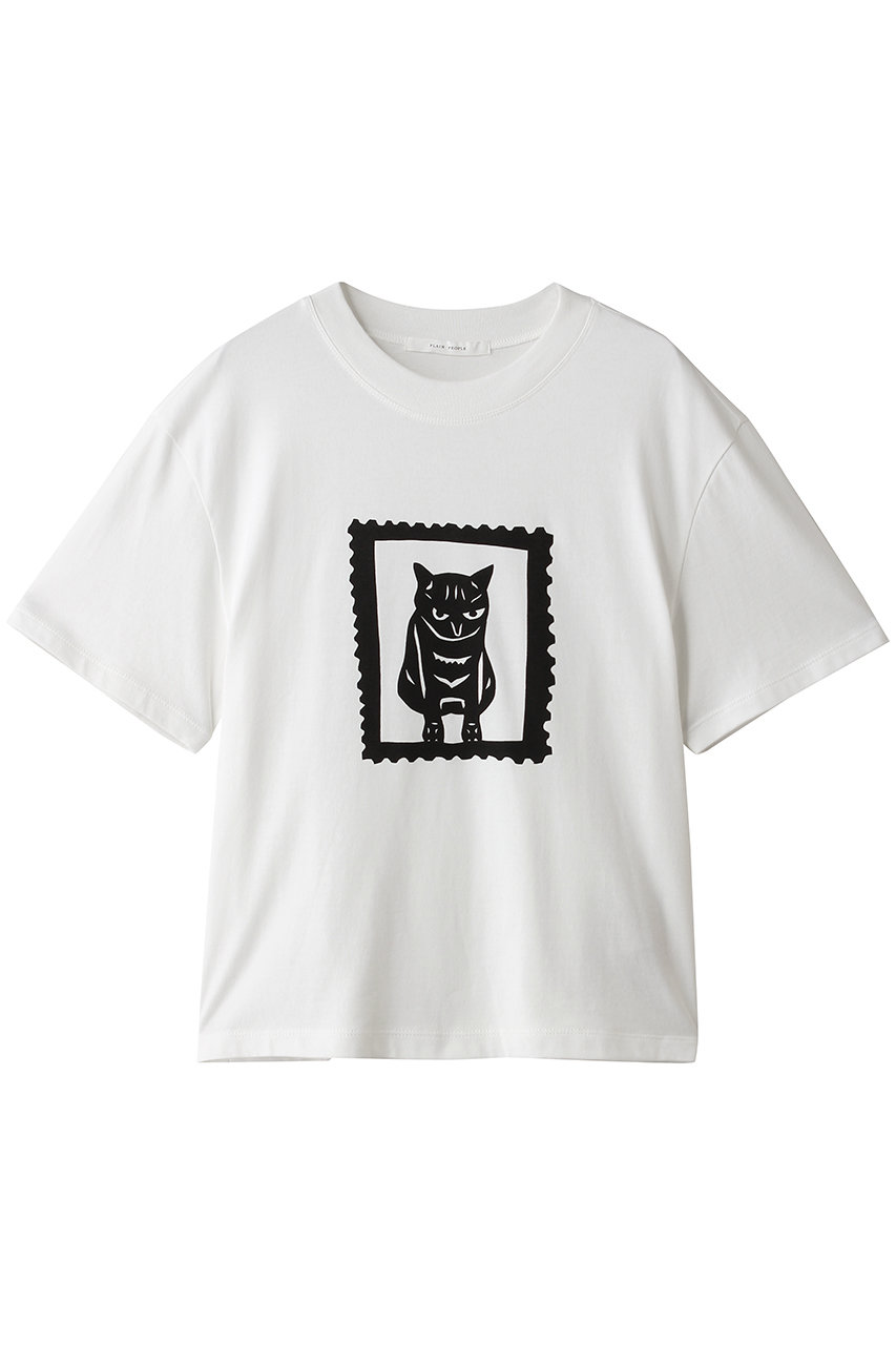 プレインピープル/PLAIN PEOPLEのキャットプリントTシャツ(ホワイトA/A1563UTS048)