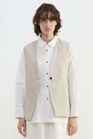 プレインピープル/PLAIN PEOPLEの【予約販売】リネンオックスデザインベスト(110800/110806)