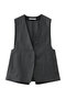 リネンオックスデザインベスト プレインピープル/PLAIN PEOPLE グレー