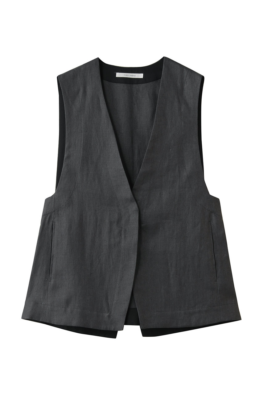プレインピープル/PLAIN PEOPLEのリネンオックスデザインベスト(グレー/A1561FJ 354)