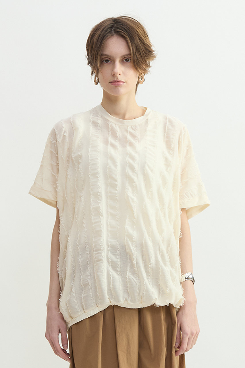 プレインピープル/PLAIN PEOPLEの【予約販売】ストライプカットJQバルーンブラウス(オフホワイト/A1561UTS305)