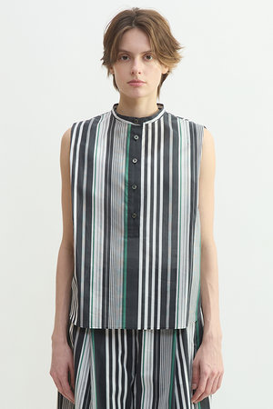 プレインピープル/PLAIN PEOPLEの【予約販売】ストライプノースリーブブラウス(110400/110401)