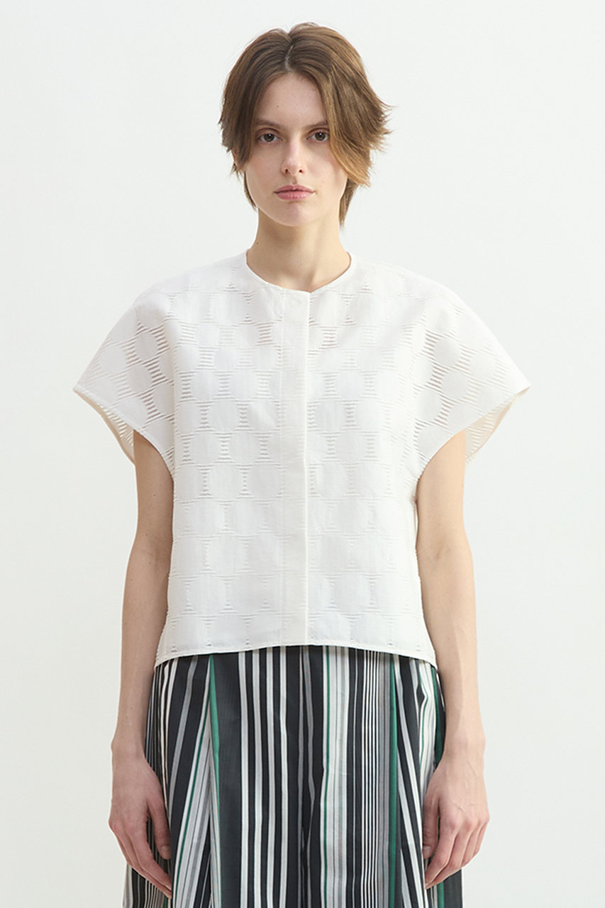 プレインピープル/PLAIN PEOPLEの【予約販売】ドットジャガードショートジャケット(ホワイト/A1561FJ 552)