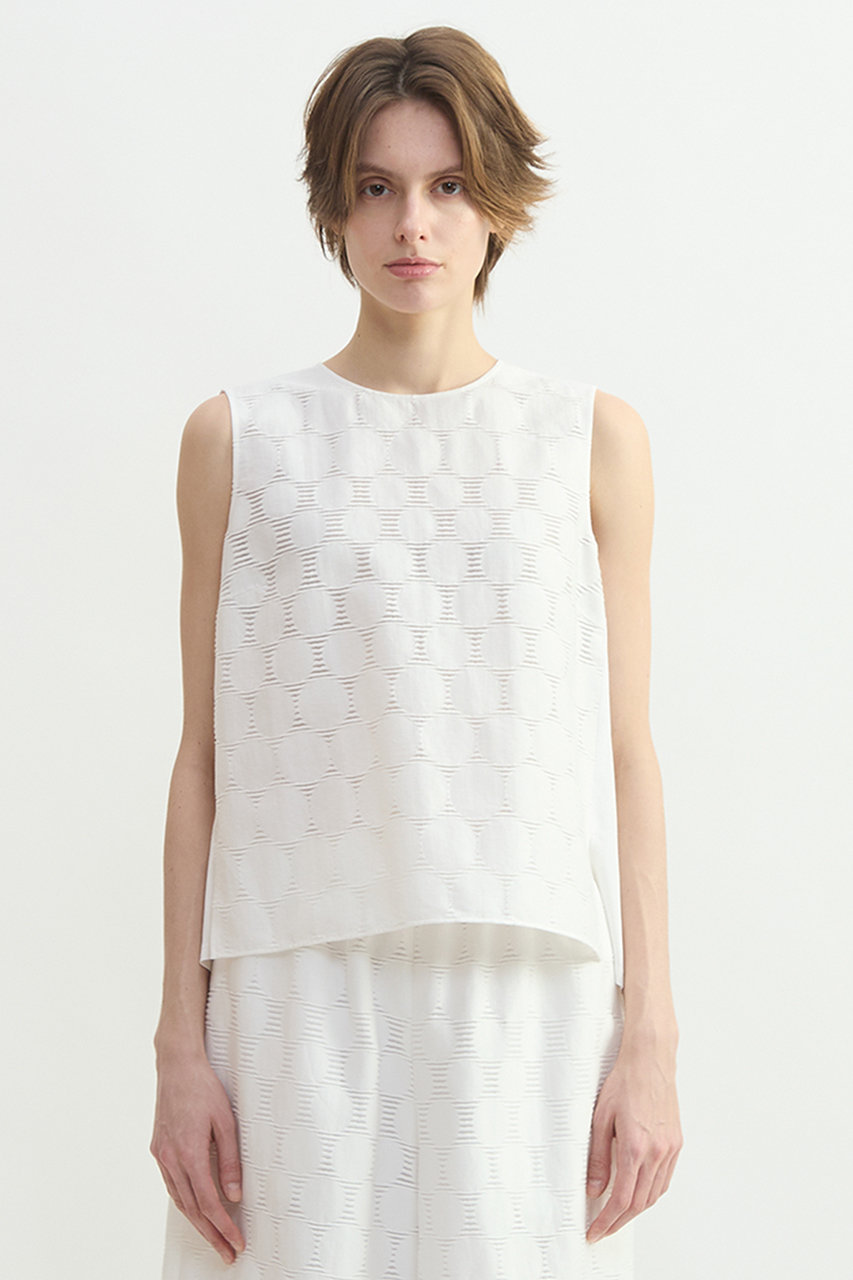 プレインピープル/PLAIN PEOPLEの【予約販売】ドットジャガードブラウス(ホワイト/A1561FB 554)