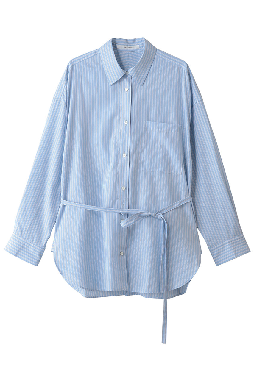 PLAIN PEOPLE 200/2ブロードハイカウントシャツ (ブルー×ホワイト, F) プレインピープル ELLE SHOP