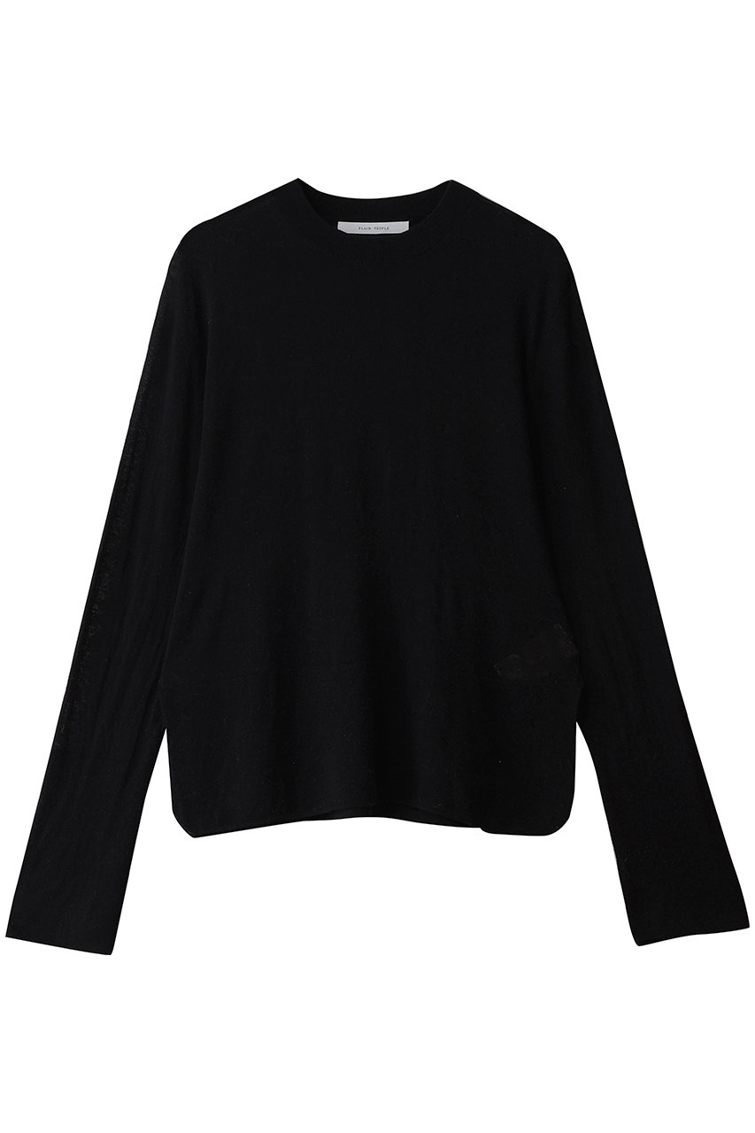 PLAIN PEOPLE ウールシルククルーネックプルオーバー (ブラック, F) プレインピープル ELLE SHOP