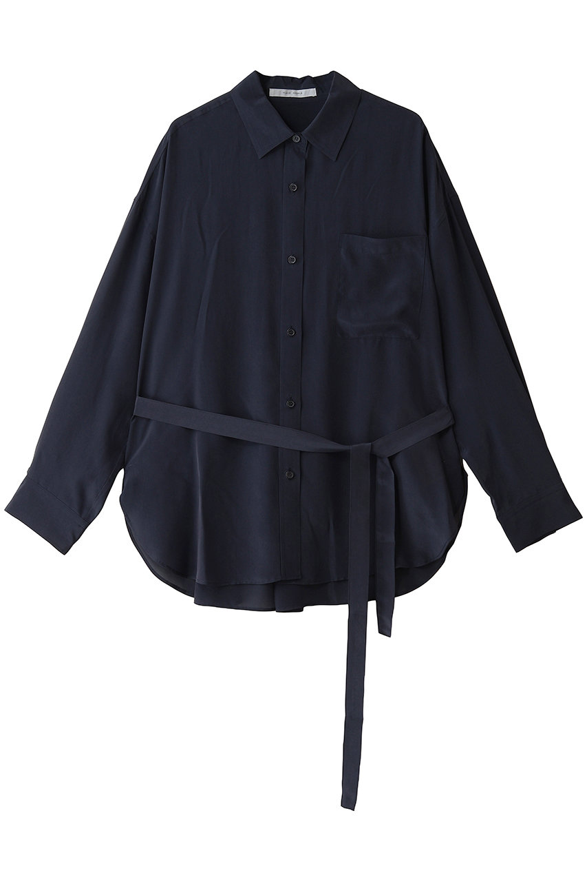 PLAIN PEOPLE シルクレーヨンデシンブラウス (ネイビー, F) プレインピープル ELLE SHOP