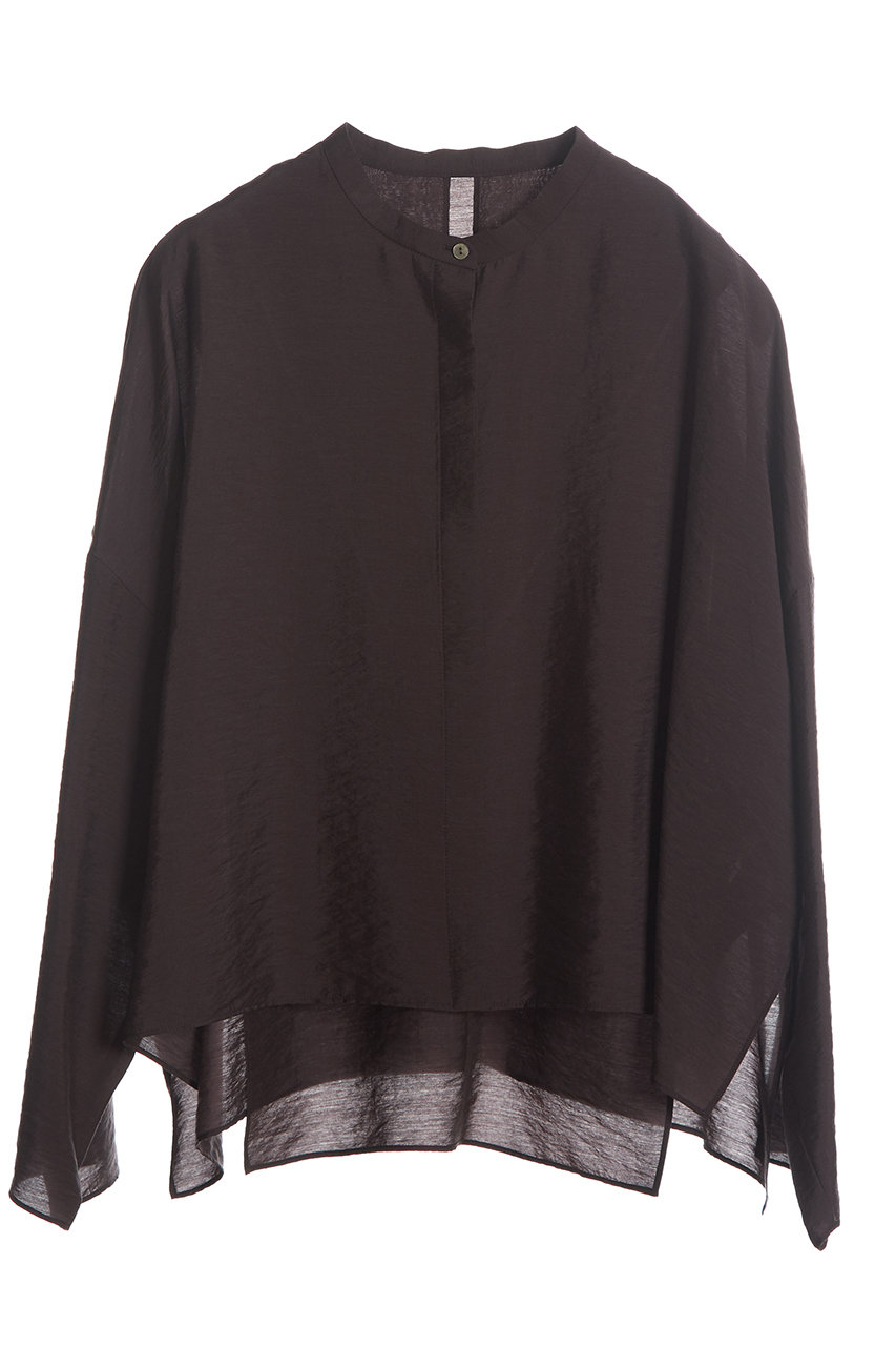 PLAIN PEOPLE シアーシルクバンドカラーロングスリーブシャツ (ブラウン, F) プレインピープル ELLE SHOP