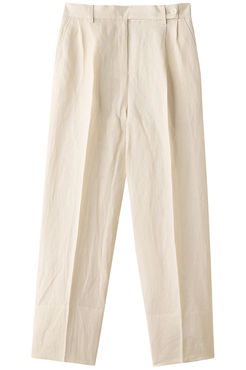 PLAIN PEOPLE コットンヘンプサテンタックテーパードパンツ (オフホワイト, 4) プレインピープル ELLE SHOP PLAIN PEOPLE コットンヘンプサテンタックテーパードパンツ (オフホワイト, 4) プレインピープル ELLE SHOP