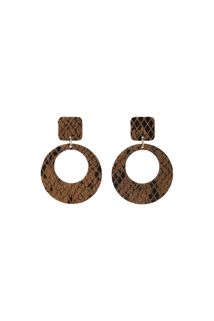 SALE 【50%OFF】 The Virgnia ザ ヴァージニア パイソン柄ピアス ブラウン