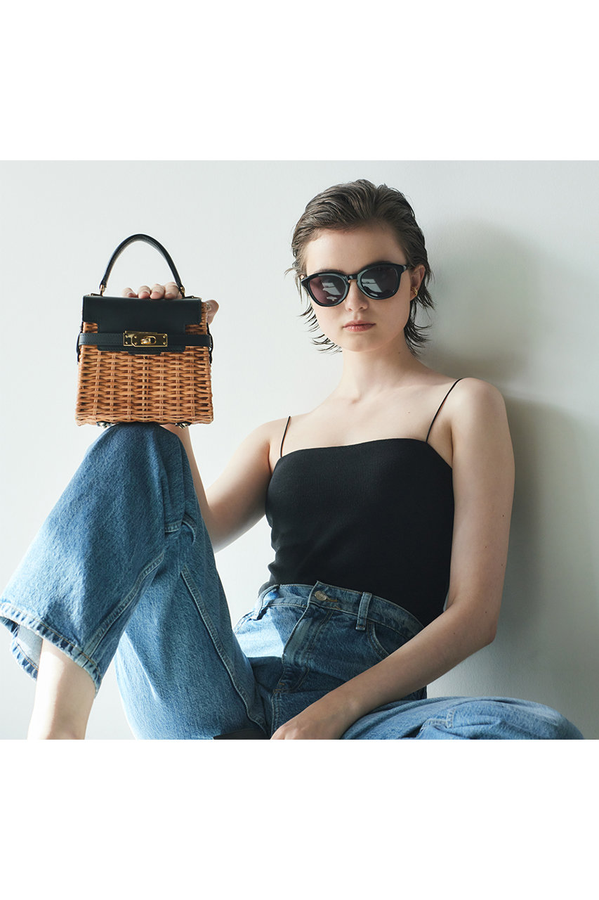 VIOLAd'ORO(ヴィオラドーロ)｜MIRO スプリットラタン×レザー2wayハンドバッグ/キャメル×ブラック  の通販｜ELLESHOP・(エル・ショップ)